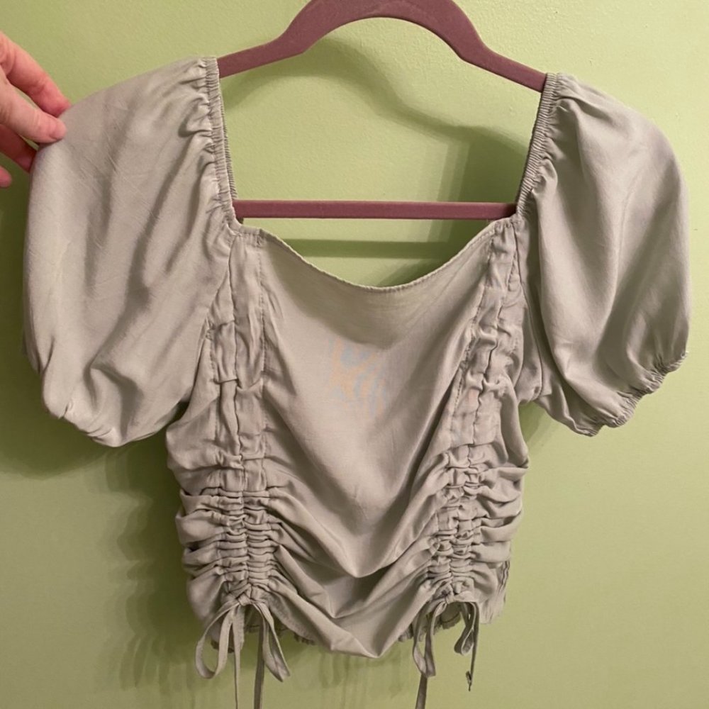 SHEIN Light Green Peasant Top Blouse